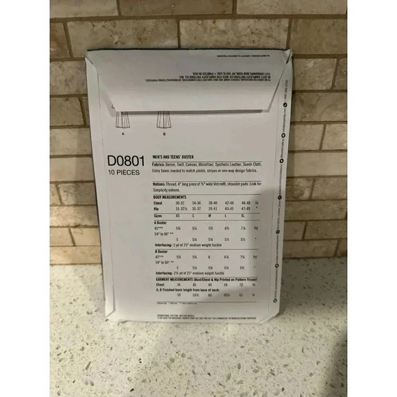 Simplicity #D0801 Pattern-"The Matrix"-Neo Morpheus Costumes-Coats-Dusters SC - Picture 2 of 2